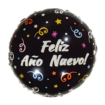 18寸圆形西语彩带新年