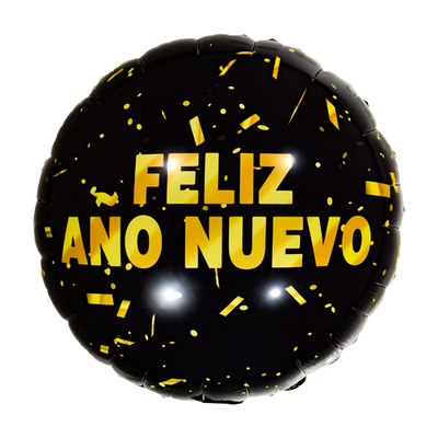 18寸圆形西语金色飘带新年