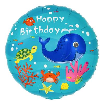 18寸圆形英文鲸鱼生日