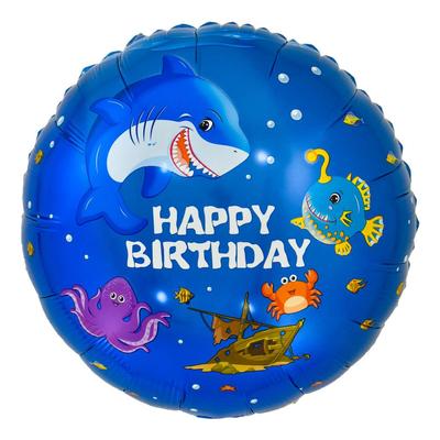 18寸圆形英文鲨鱼生日