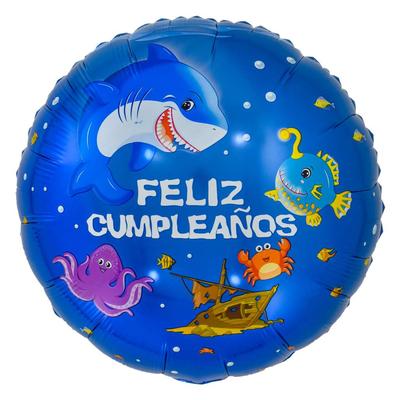 18寸圆形西语鲨鱼生日